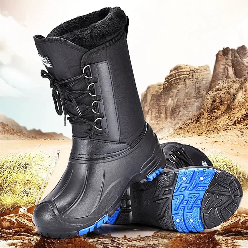 Bottes d'hiver chaudes pour pêche - Chaussures de neige imperméables antidérapantes avec doublure polaire épaisse
