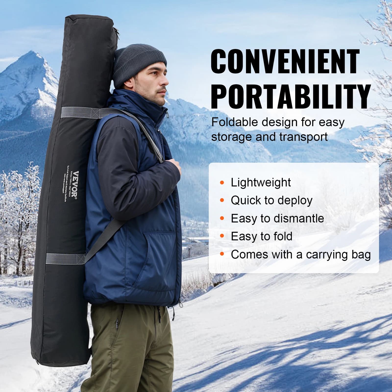 Tente de pêche sur glace portable SucceBuy 1-2 personnes - abri hiver étanche avec ancres et sac de transport