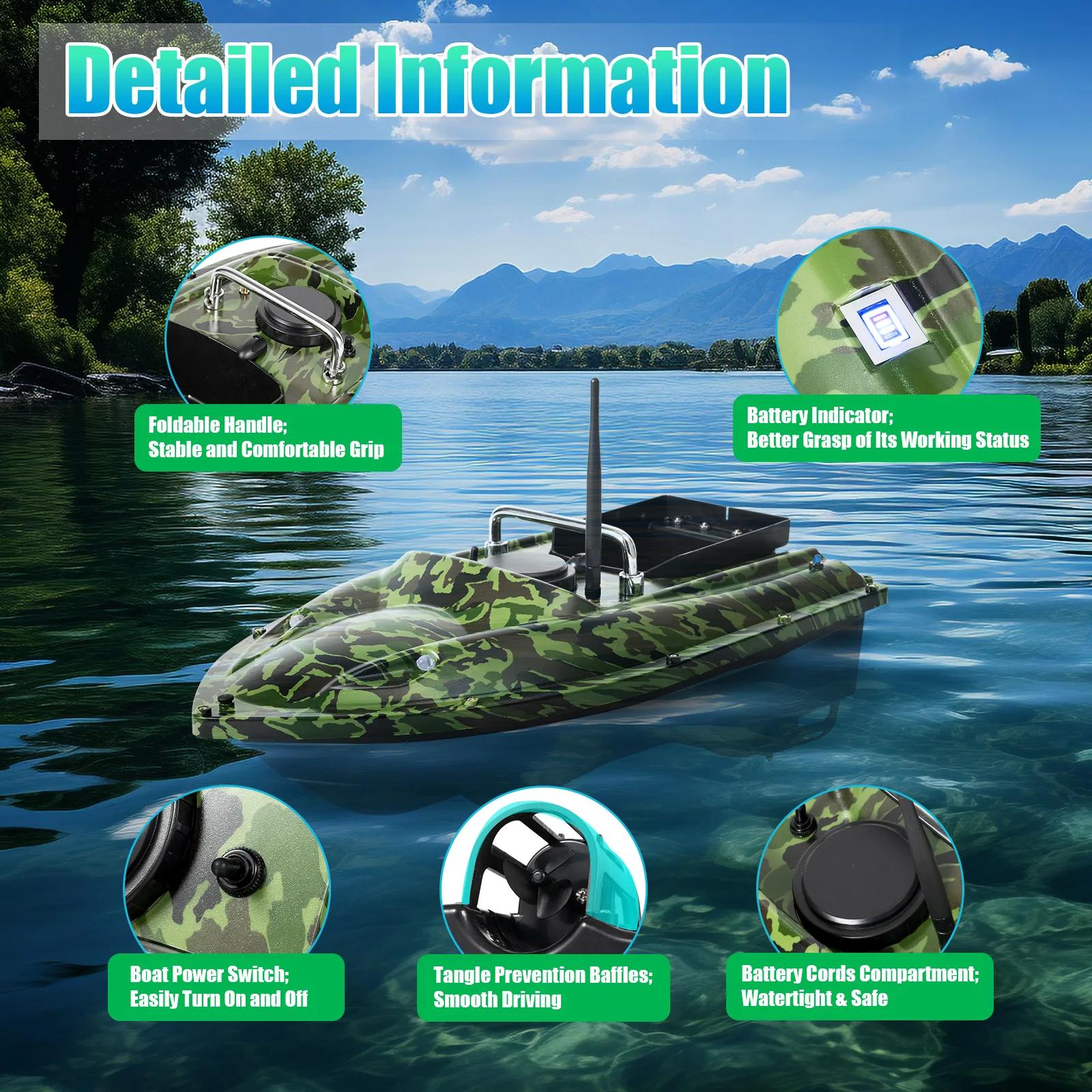 Bateau appât télécommandé 500m 1.5kg pour amorçage pêche en rivière et lac