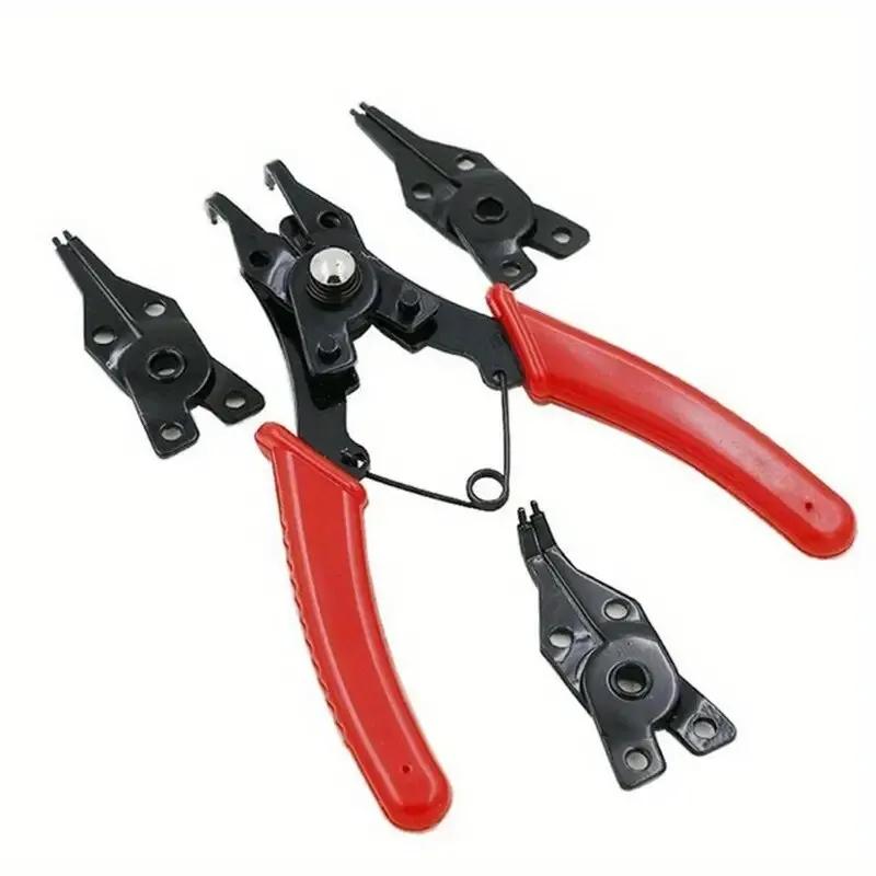 Jeu de pinces circlips 4 en 1 multifonction - Outils main pour anneaux élastiques et clips de retenue