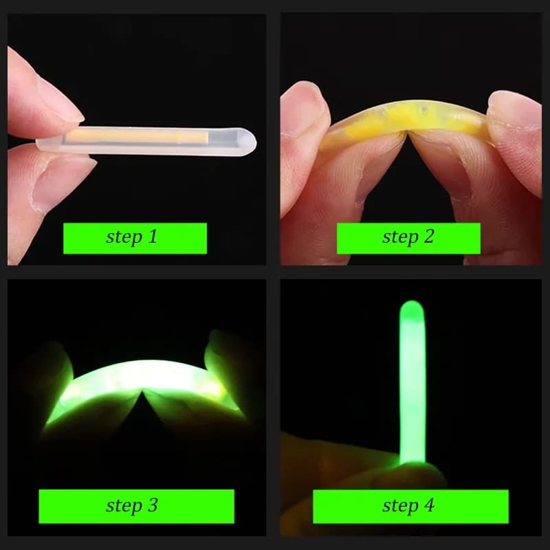 Bâtons luminescents chimiques 50/100 pièces pour pêche de nuit - Vert 4.5x37mm et 3.0x25mm