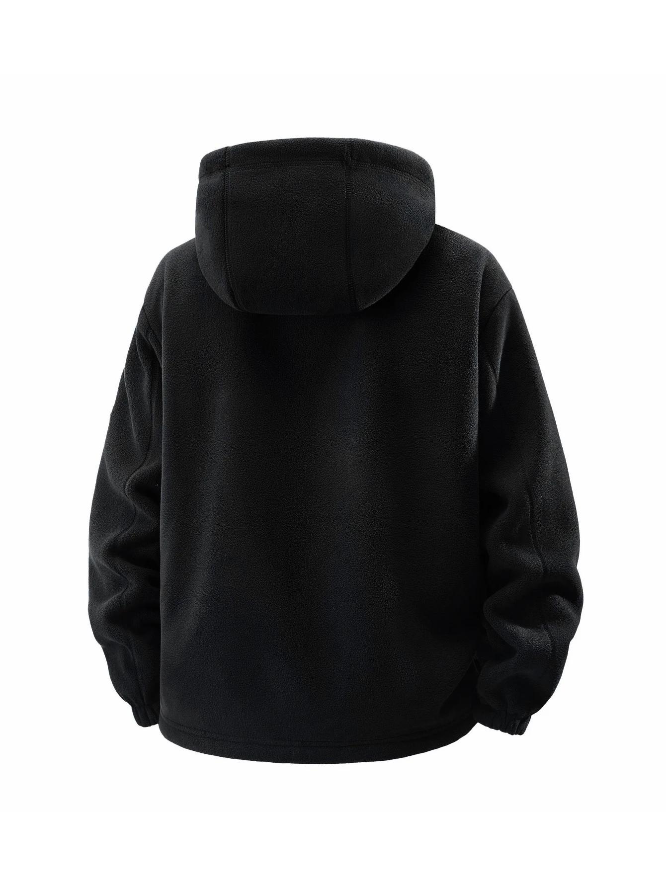 Veste de pêche hiver polaire capuche homme - Coupe-vent chaude sport running quotidien vacances