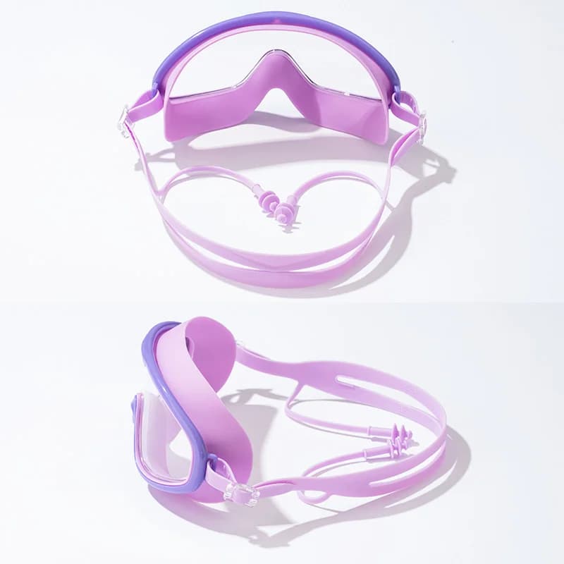 Lunettes de natation fashion grand champ vision - Monture large silicone étanche anti-UV pour plongée
