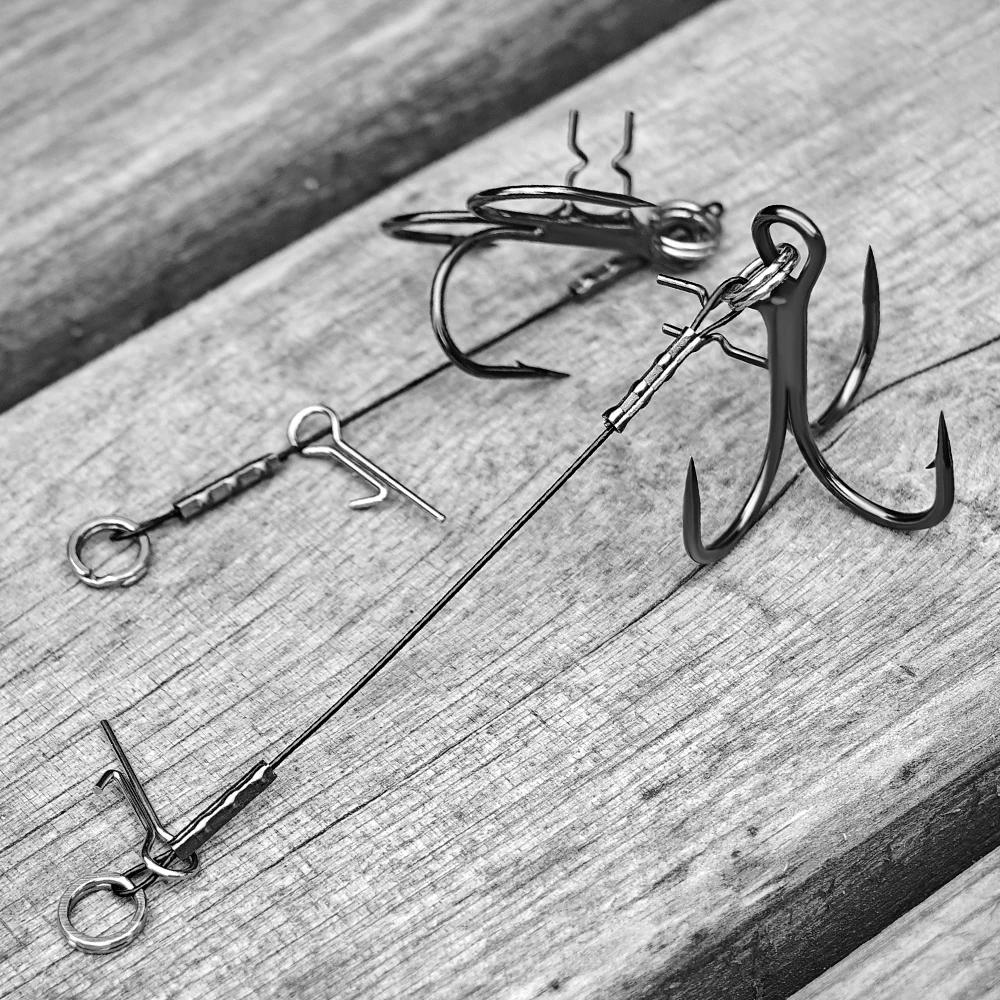 Hameçons Triple Rosewood Acier Haut Carbone T-Treble Spike Stingers #4 à #1/0 pour Eau Douce et Mer