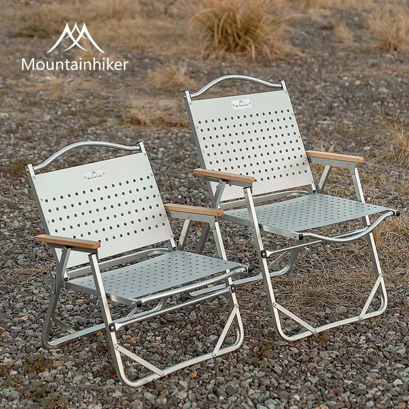 Chaise de pêche pliante portable en alliage aluminium et bois plastique pour extérieur