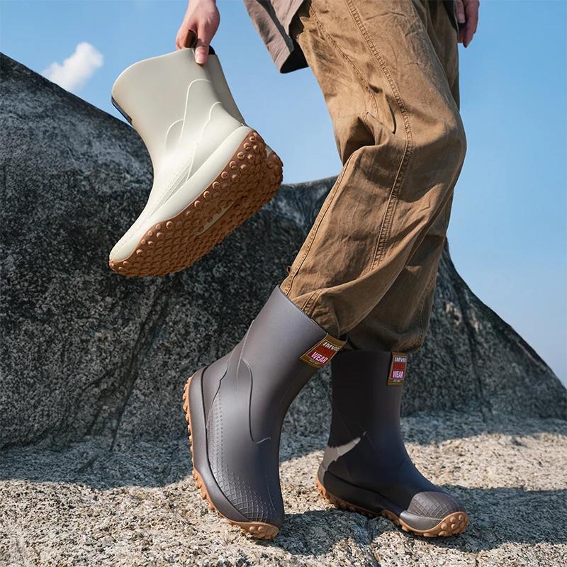 Nouveauté 2025 bottes de pluie mi-hautes couple pour pêche anti-dérapantes camping polyvalentes