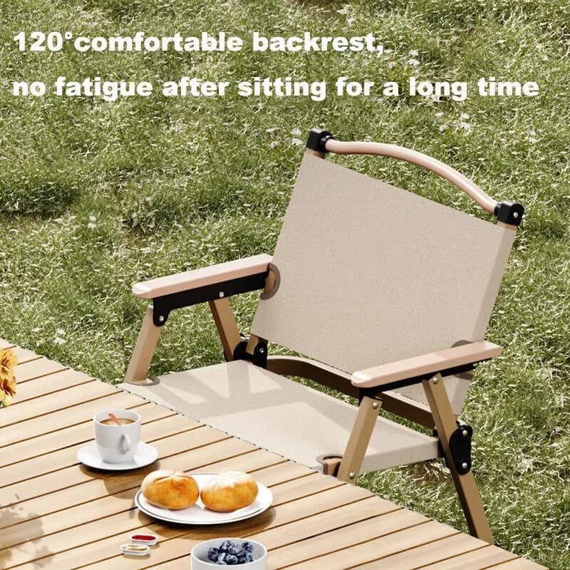 Chaise camping portable 2pcs aluminium grain bois - Équipement pêche pliable Comite