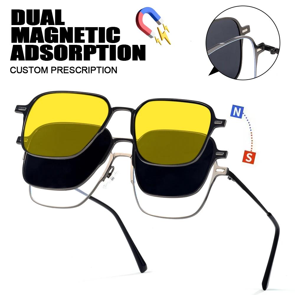 Lunettes magnétiques 3 en 1 métal polarisées ordinateur conduite pêche 2023 UV400 7009