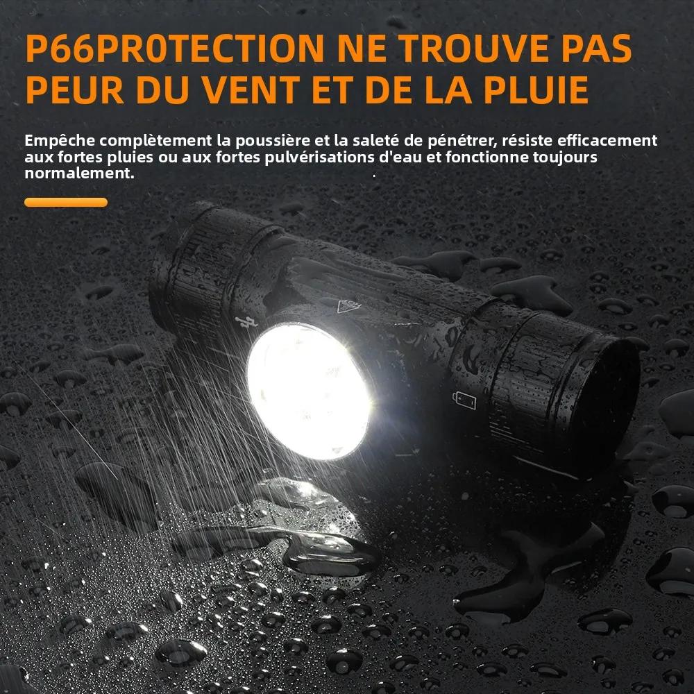 BORUiT HP330 lampe frontale 3 LED 1200LM étanche rechargeable Type-C pour pêche camping - Torche frontale