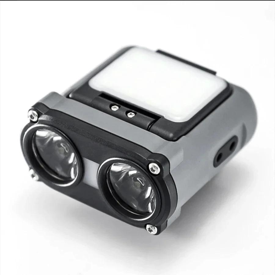 Lampe frontale hibou rotative rechargeable Type-C pour pêche, chasse et vélo avec éclairage LED puissant
