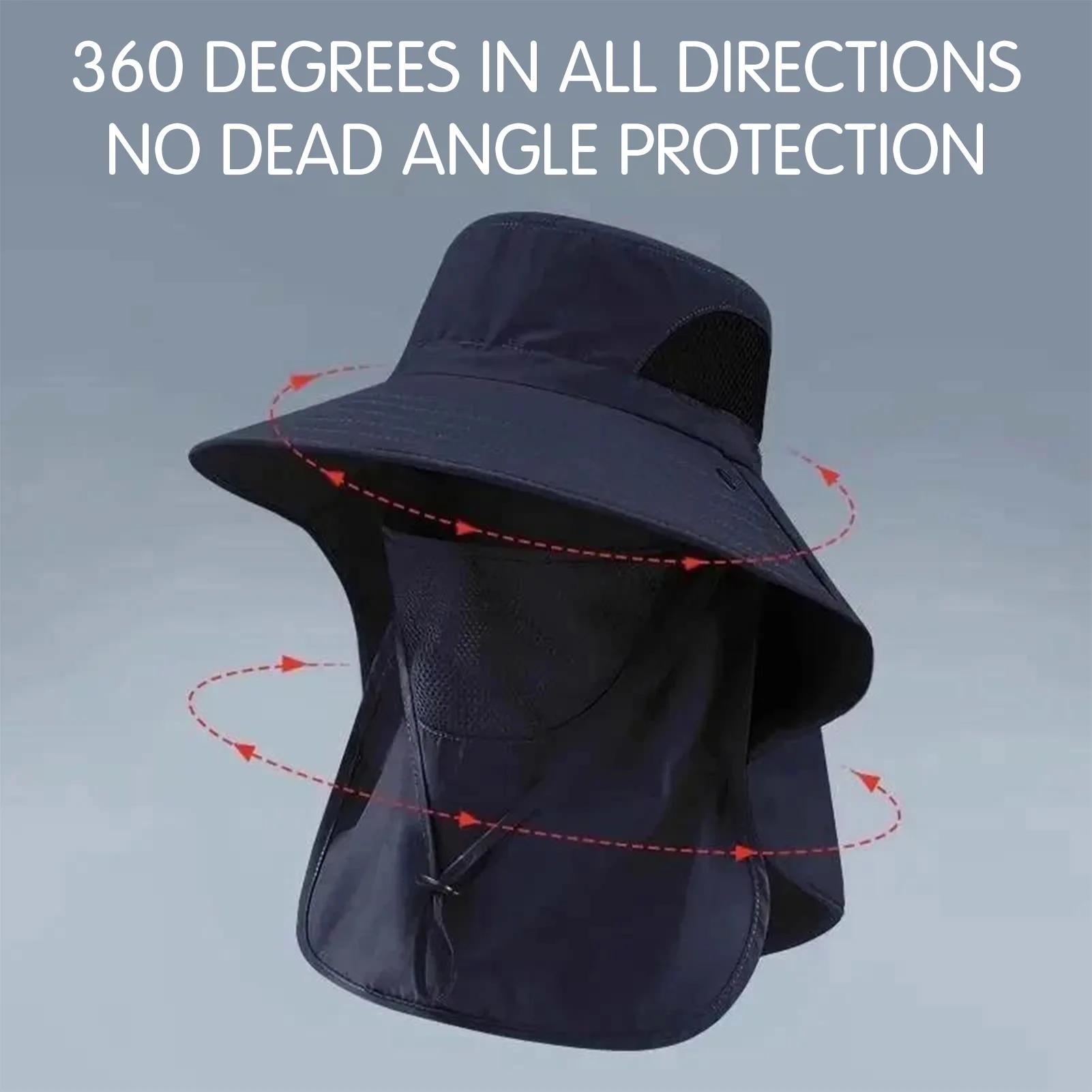 Chapeau de pêche UV protection été pour hommes femmes avec rabat cou nu pêche randonnée camping