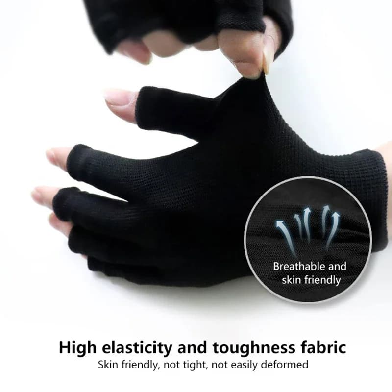 Gants de travail pêche résistants noir nylon tricoté respirants élastiques protection extérieure unisexe