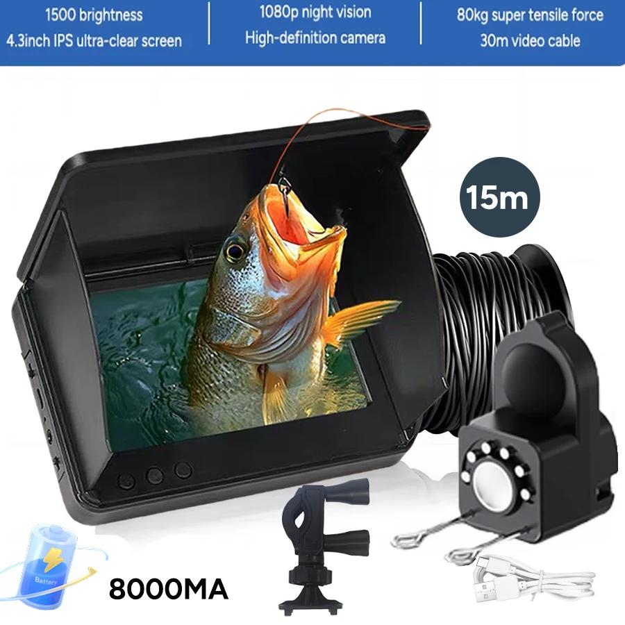 Détecteur poissons vision nocturne 1080P 4.3" portable - Caméra pêche 130° pour eaux profondes bateau