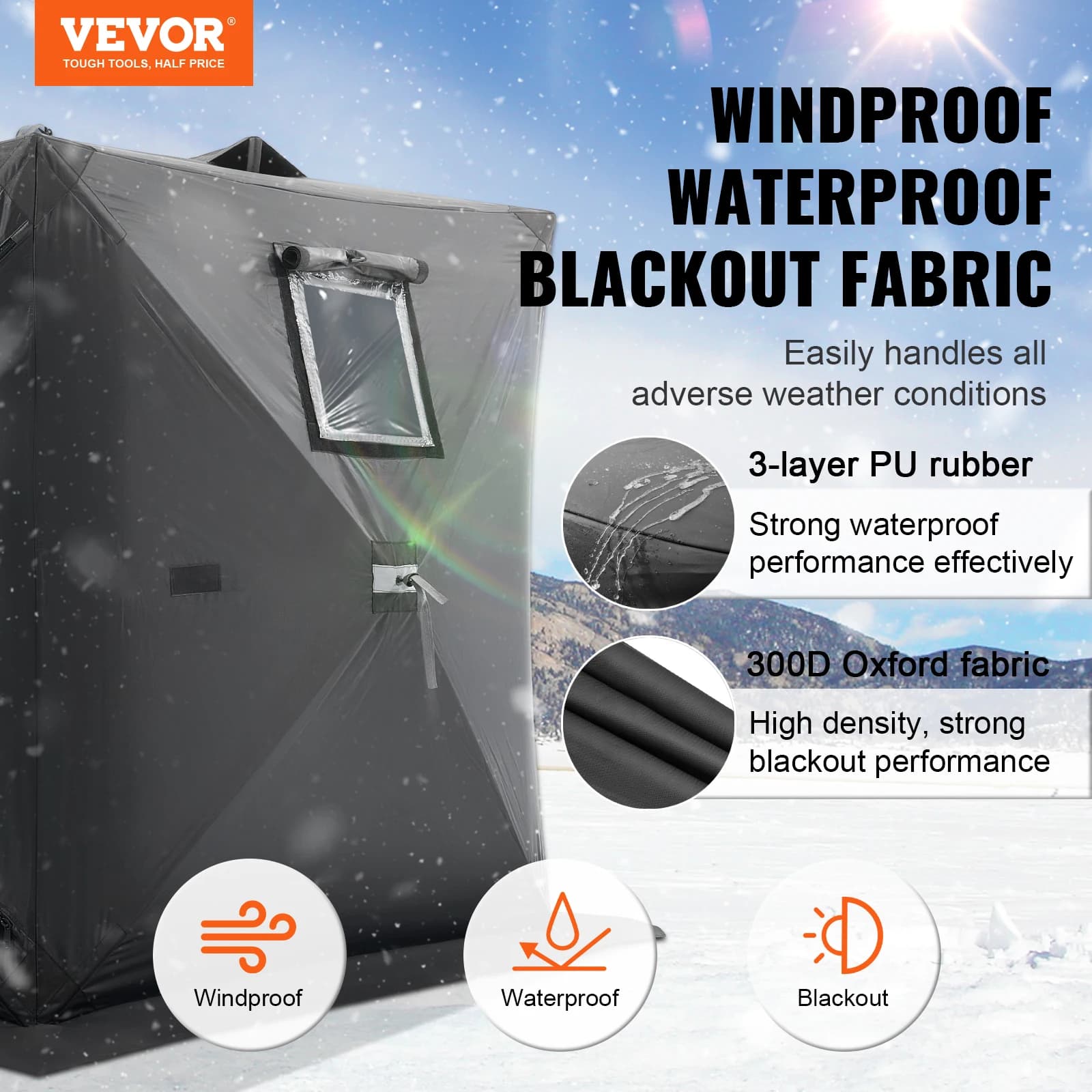 Tente de pêche sur glace portable SucceBuy 1-2 personnes - abri hiver étanche avec ancres et sac de transport