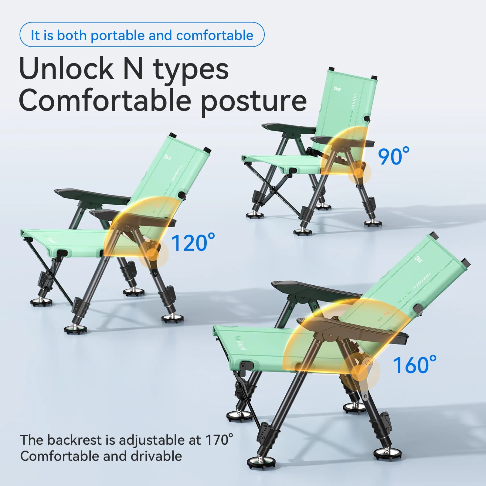 Nouvelle chaise de pêche pliante réglable - Dossier ajustable et pieds télescopiques terrains variés