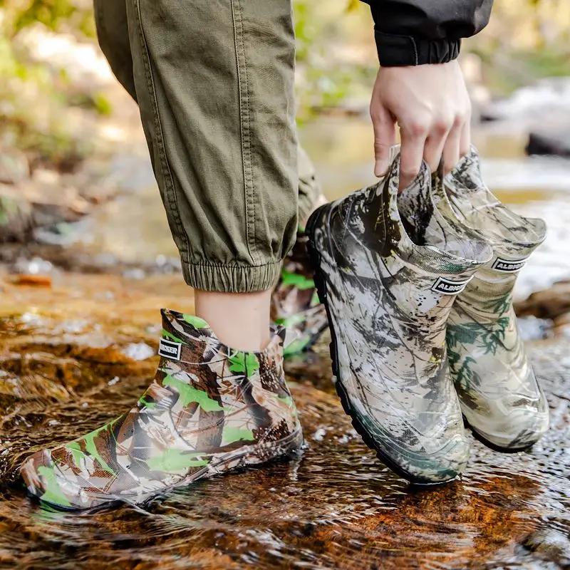 Bottes jardin pêche camouflage basse - Chaussures homme imperméables doublées polaire qualité 2025