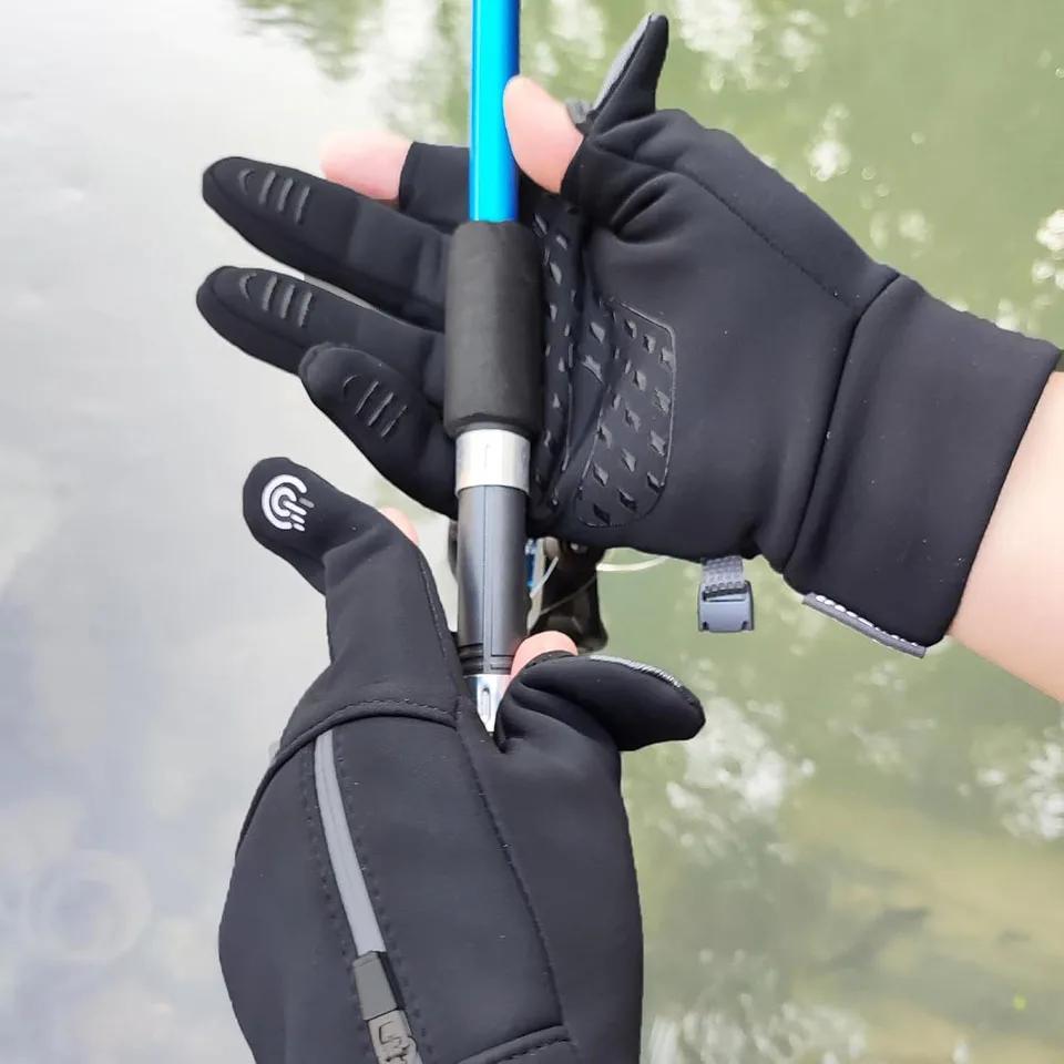 Gants hiver pêche GTUBIKE 2 doigts retournables imperméables homme femme chauds