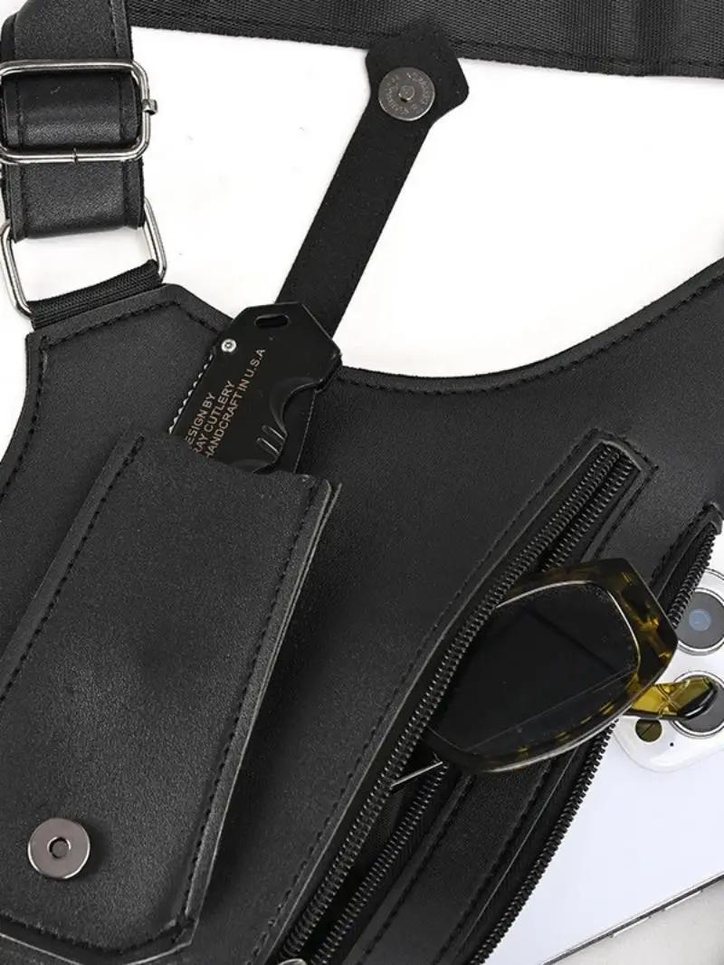 Sac pêche tactique étanche anti-vol double bretelles - Multi-poches polyvalent homme - PU imperméable