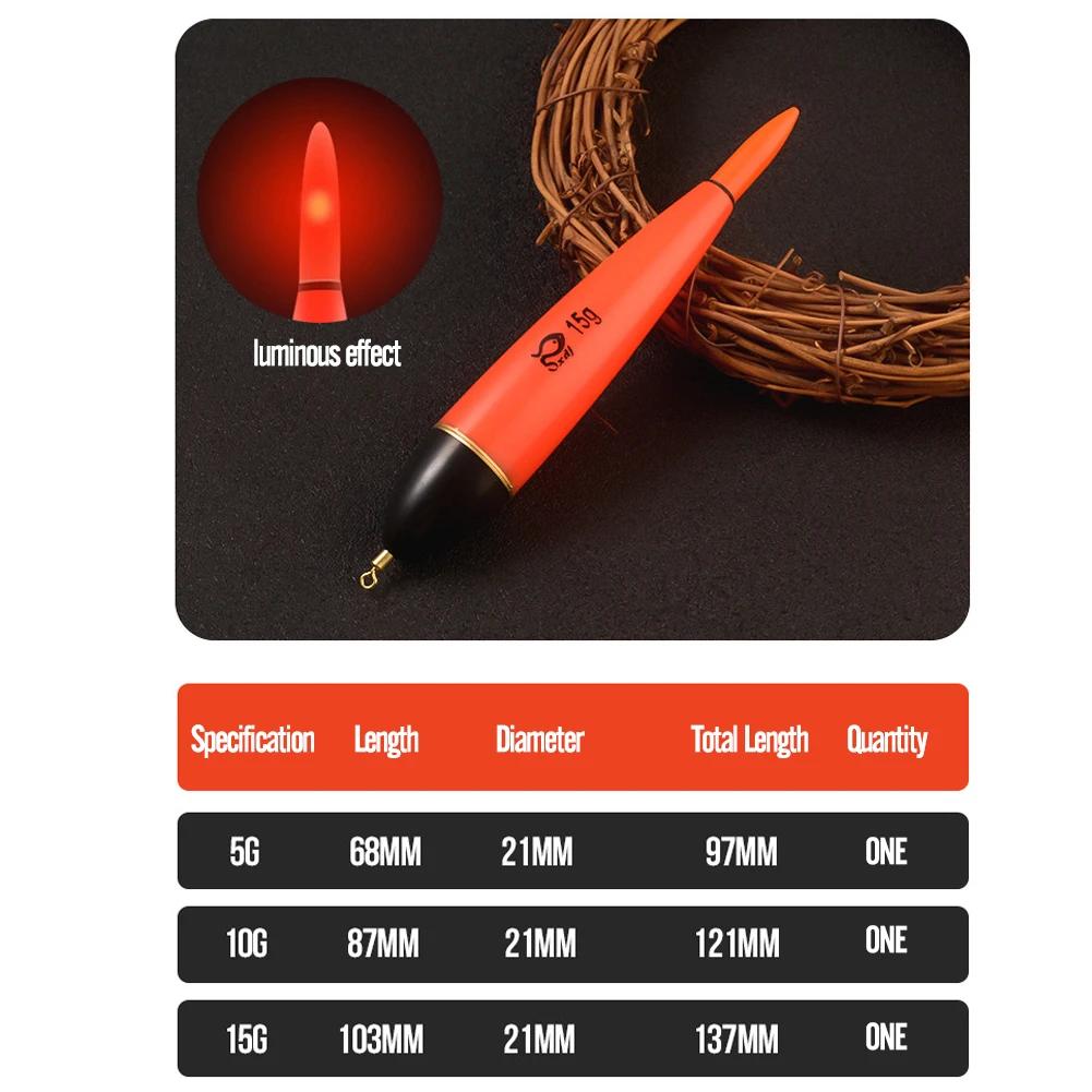 Flotteur de pêche nocturne lumineux 5g 10g 15g, léger et résistant à la pression, pour pêche au coup