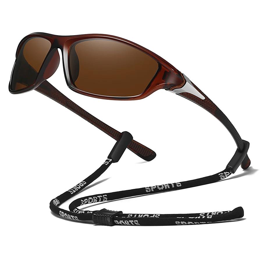 Lunettes de sport polarisées avec chaîne pour cyclisme et pêche - Protection UV400 unisexe outdoor
