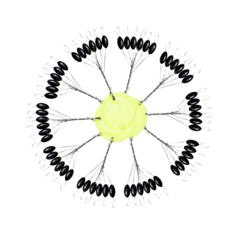 120PCS Space Beans Stoppers en Caoutchouc Noir pour Pêche à la Carpe - Flotteurs Ovales Équipement Pêche