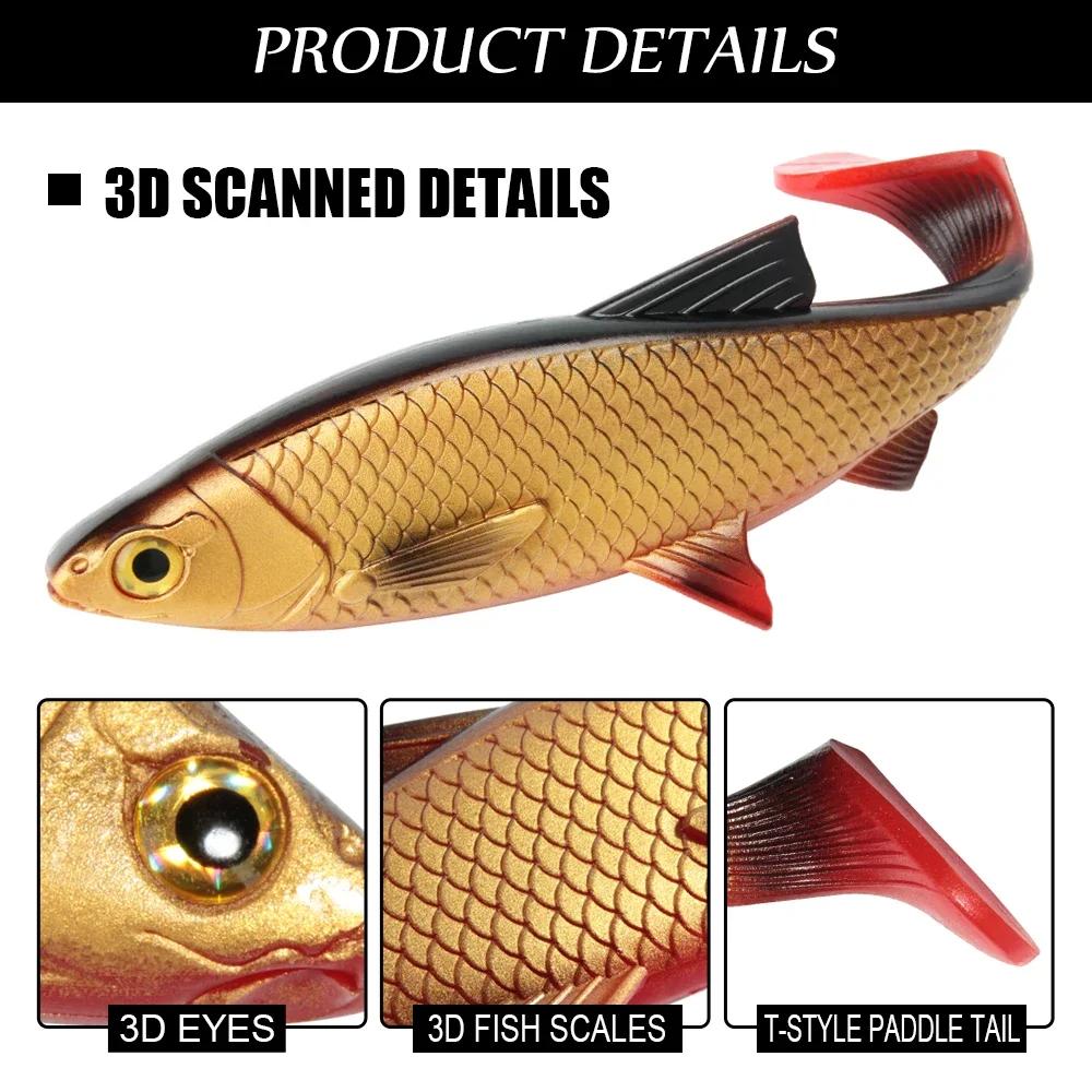 Leurre souple 3D Roach pêche carnassiers leurre shad paddle tail pour brochet sandre et perche