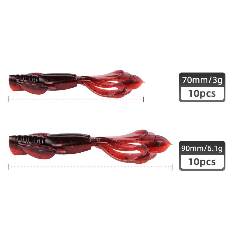 Leurre souple silicone crevette 70mm pour bar, 10 leurres pêche aux leurres Crazy Flapper