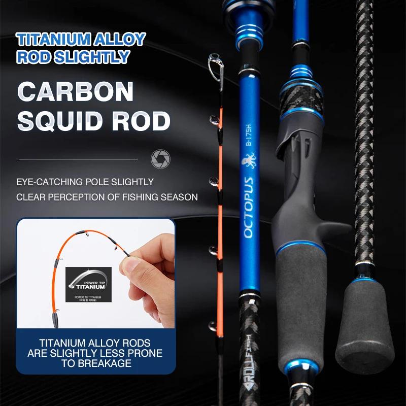 Canne pêche titane octopus seiche ROLLFISH 1.75m action 8:2 carbone casting mer boat jigging