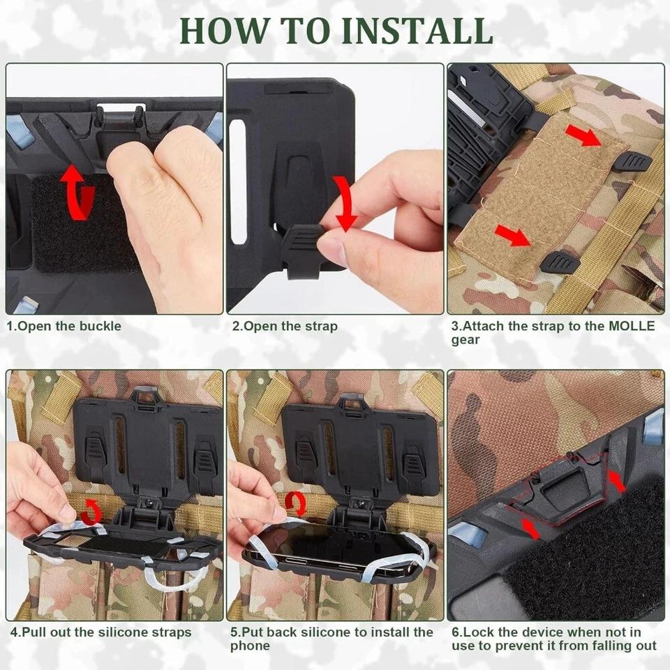 Panneau de navigation pliable MOLLE extérieur - Étui à carte avec support téléphone pour pêche