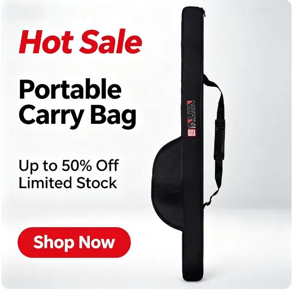 Sac de transport canne à pêche pliable 118/128cm avec sangle - Étui et organisateur portable pour canne et moulinet