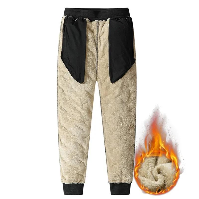 Pantalon polaire épais hiver homme doublure laine - Chaud imperméable coupe-vent coton