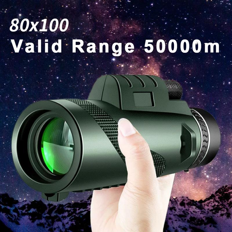 Télescope monocular 80x100 avec trépied pour pêche - Puissance extrême avec support téléphone