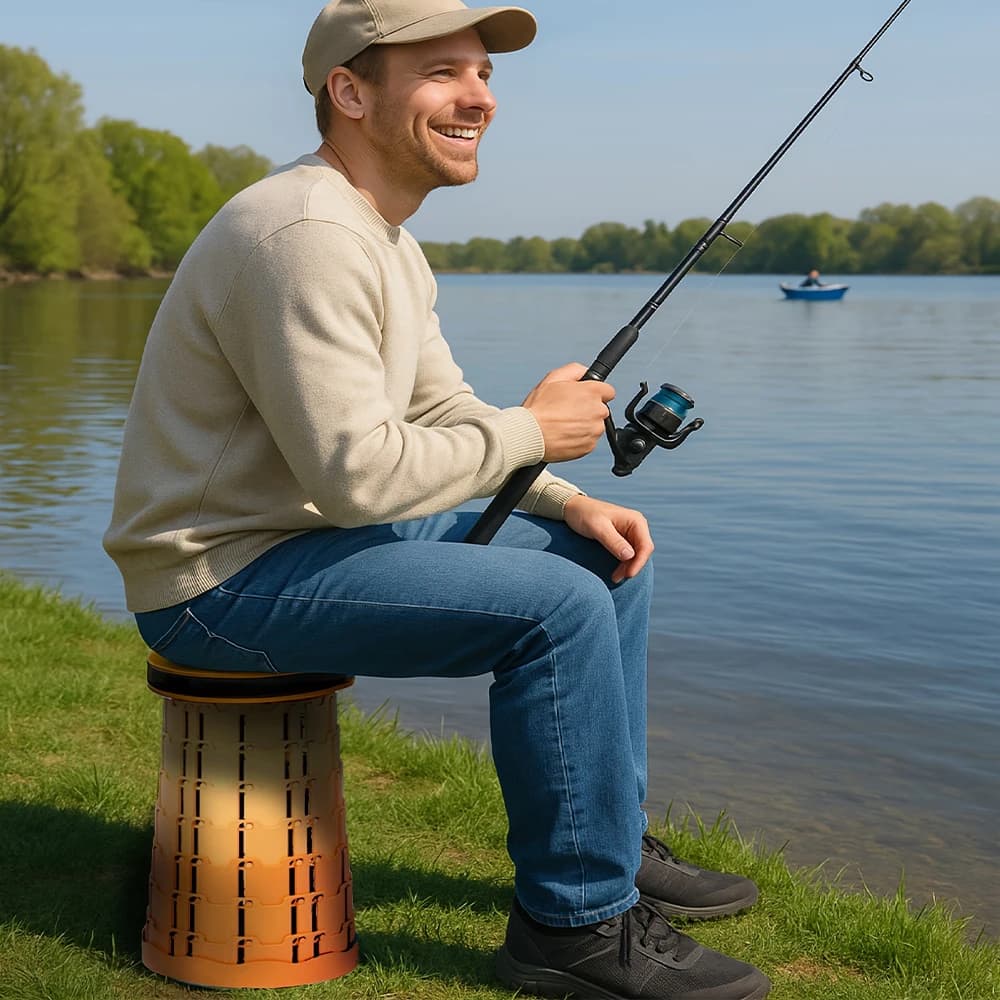 Tabouret pliant hauteur réglable pieds antidérapants pour pêche BBQ camping randonnée portable
