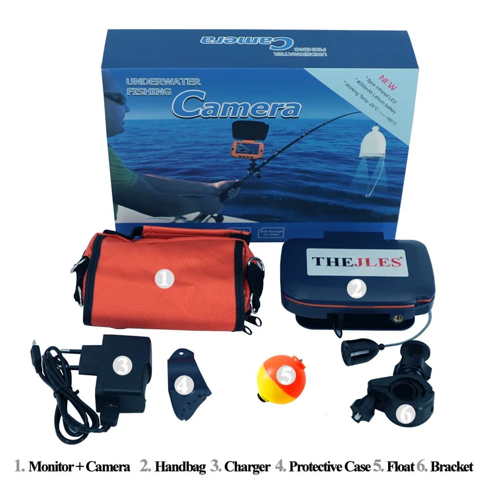 Caméra vidéo pêche THEJLES 4.3 pouces couleur 8 LED IR réglables 15m HD 1000TVL sous-marine