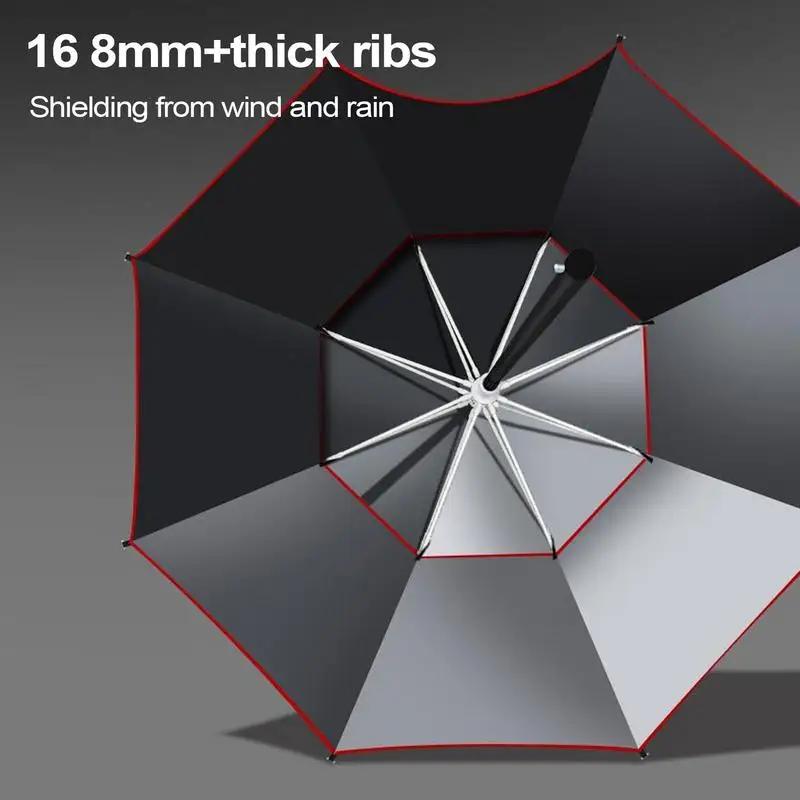 Parapluie pêche robuste double toit rond déporté grand format ombre soleil terrasse pêche ronde