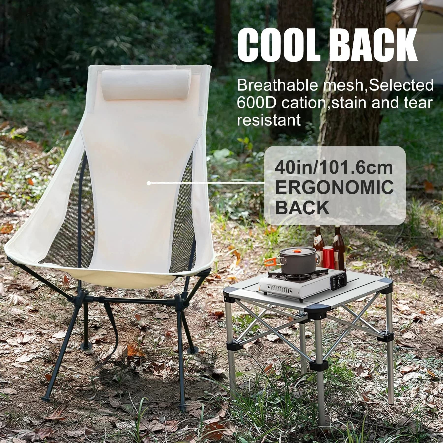 Chaise pliante WESTTUNE avec appui-tête - Siège pêche camping léger aluminium mobilier extérieur