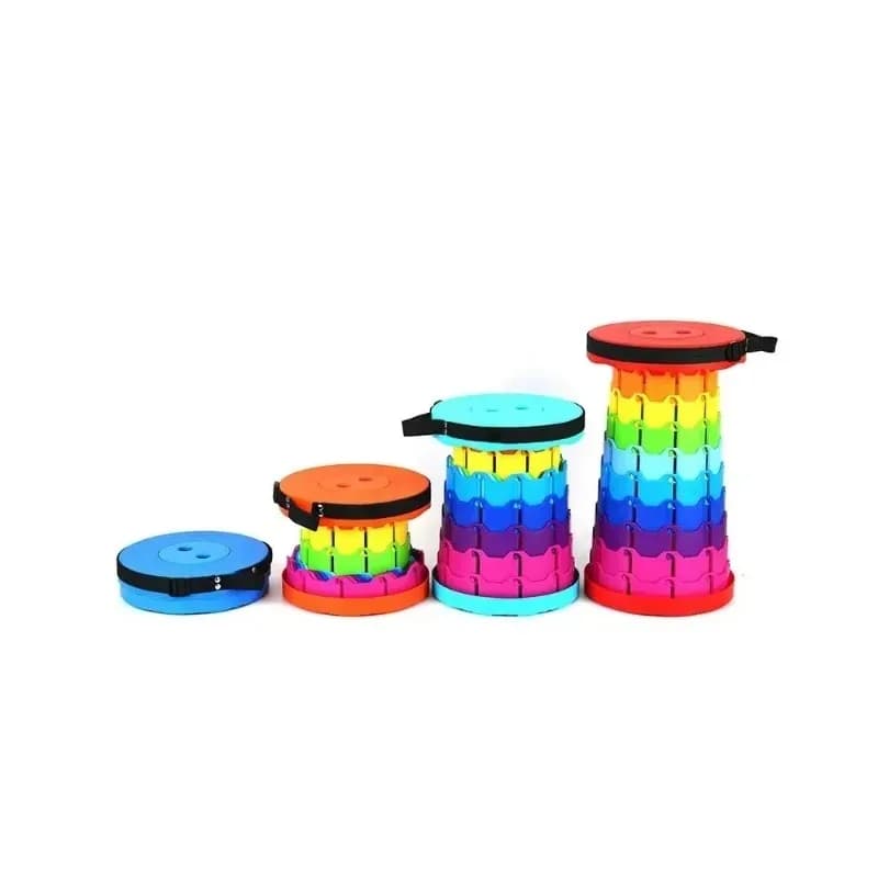 Tabouret pliant télescopique arc-en-ciel - Siège extensible portable pêche camping extérieur