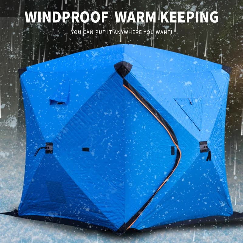 Tente de pêche sur glace hiver portable étanche anti-vent équipement pêche hivernale facile à monter