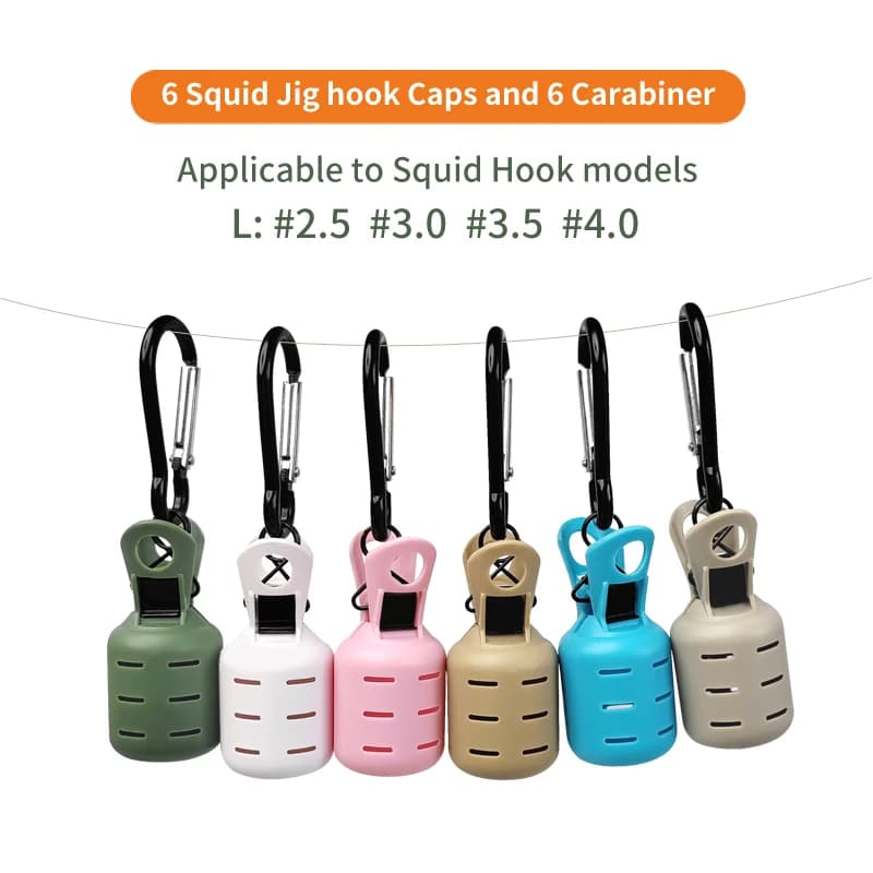 Kit protection leurres calmar 6 pièces Webfoot octopus egi cover avec mousqueton pêche mer