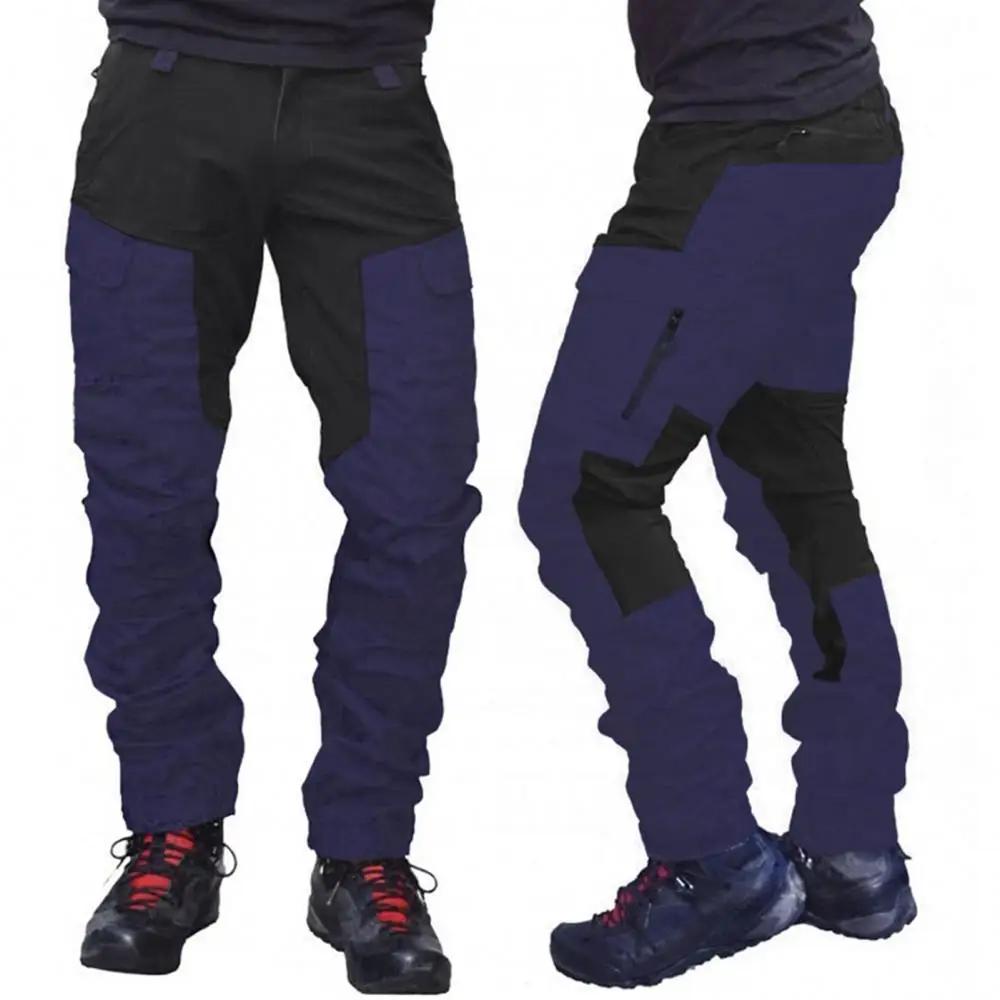 Pantalon cargo imperméable été pour hommes - Multi-poches color block - Parfait pêche et camping