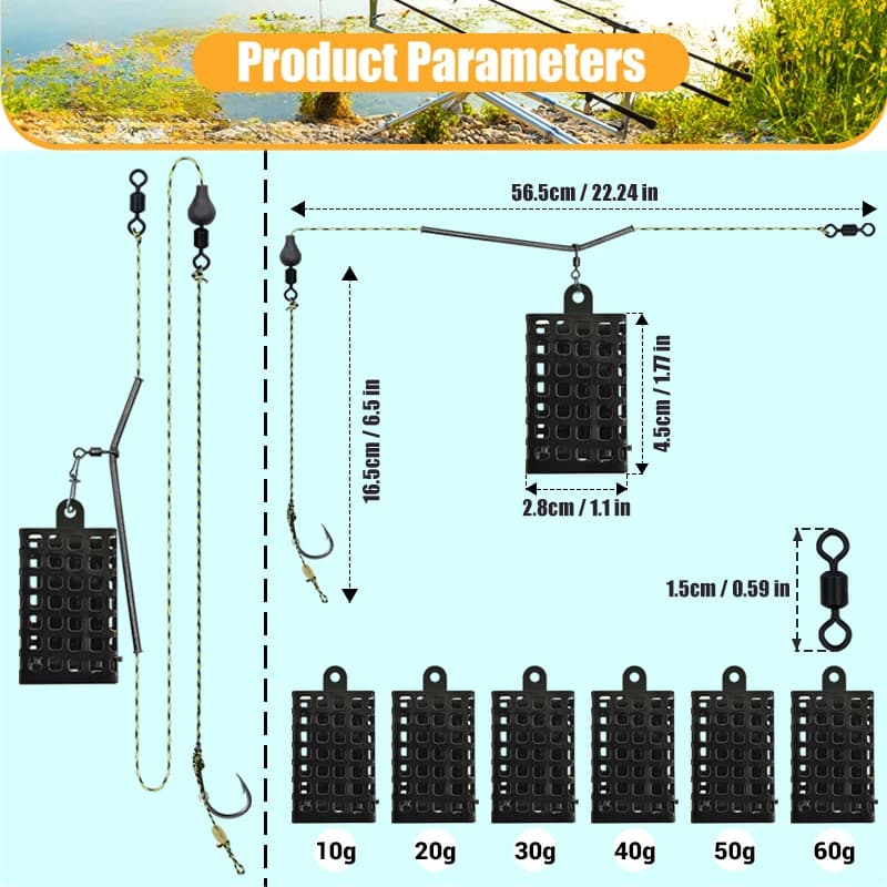 Method Feeder with Detachable Base | High Capacity Carp Fishing Feeders | 10g-60g Weight Range | Bait Cage Set