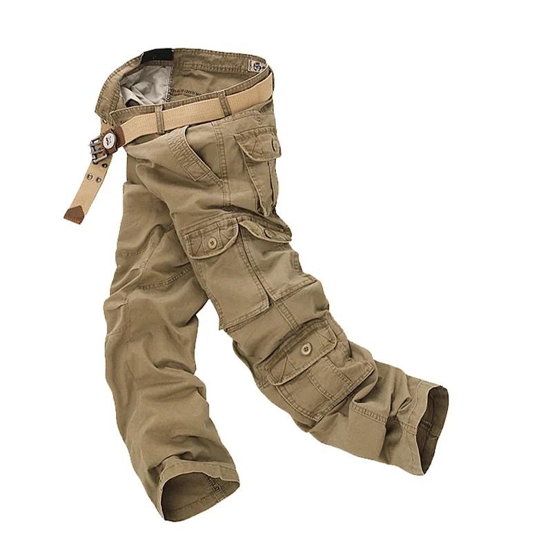 Pantalon cargo mode homme loose coton respirant multi-poches grande taille pêche confort