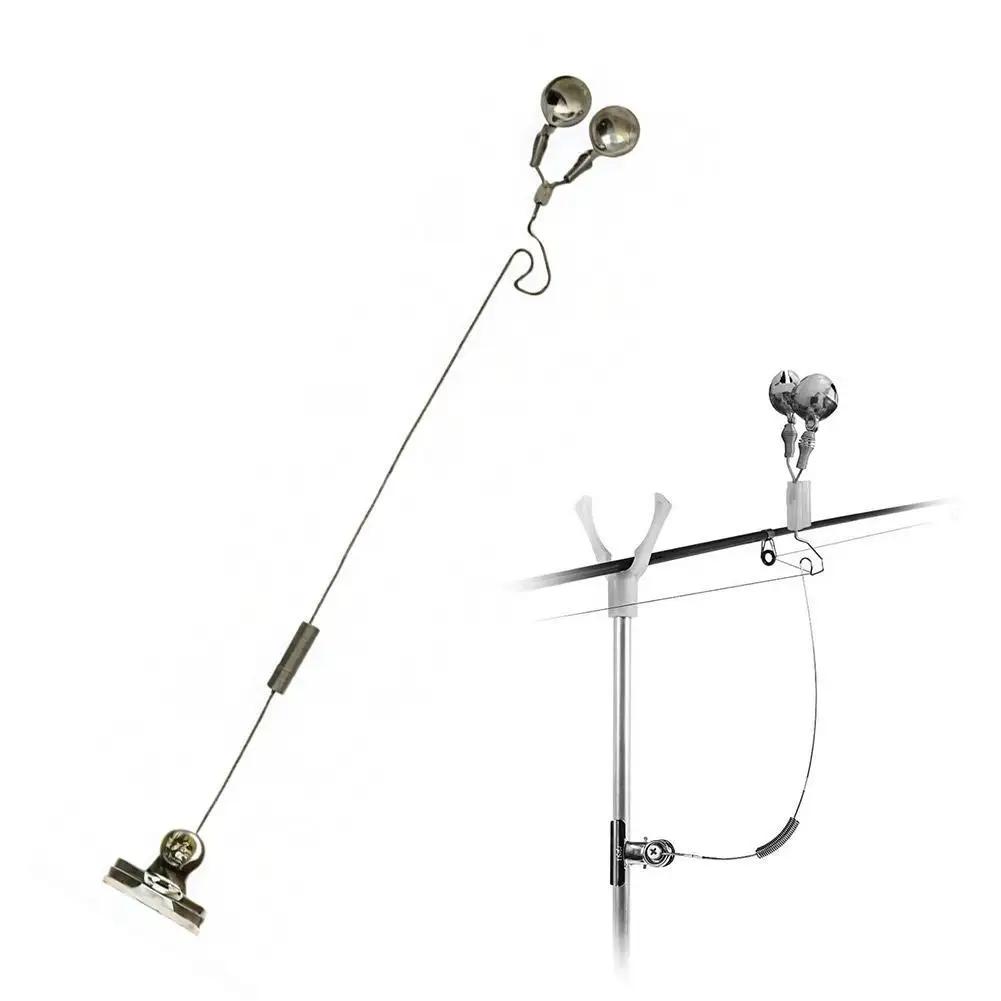Alarme de touche double cloches en acier inox anti-corrosion pour pêche à la carpe nocturne