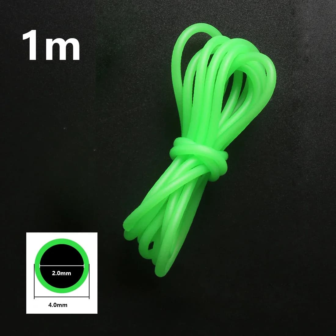 Manchon lumineux de pêche nocturne 1/1.5m vert - Tube silicone souple pour ligne et hameçon
