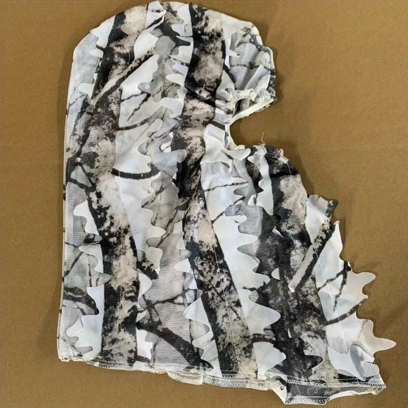 Chapeau camouflage feuilles 3D pour pêche - Masque intégral discrétion maximale