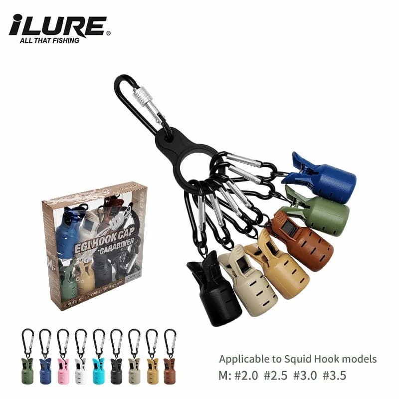 Protecteur leurre calmar 6 pièces webfoot avec mousqueton pour pêche à l'encornet en mer