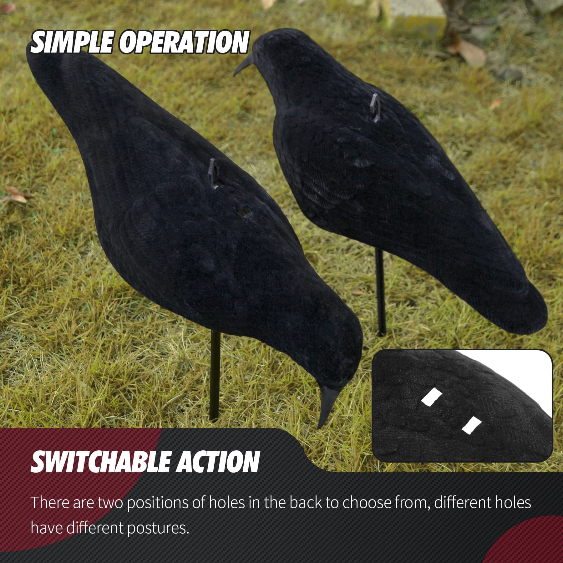 Lot 6 corbeaux leurres plastique noir - Épouvantails jardin effaroucheurs oiseaux décor pelouse chasse