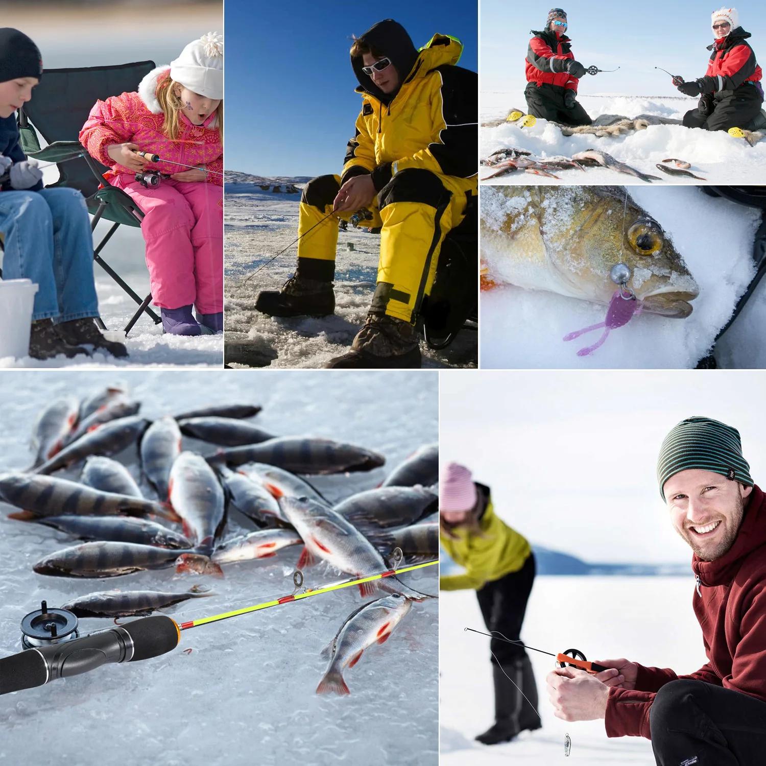 Canne à pêche glace ultralégère Sougayilang - Pêche hiver portable avec moulinet spinning casting