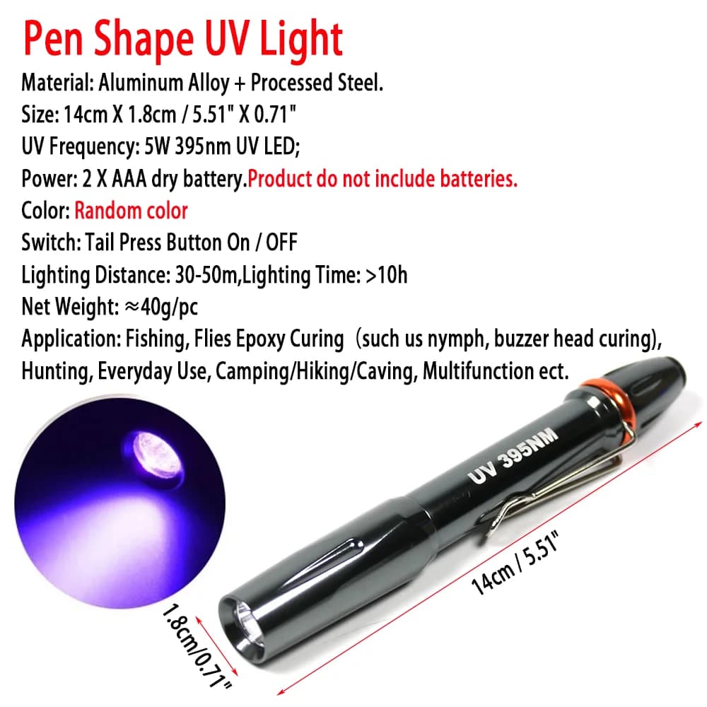 Lampe UV polymérisation 9LEDs 21LEDs 365nm-410nm pour montage mouches - Outil séchage epoxy nymphe
