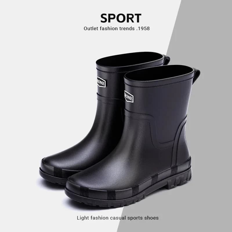 Bottes caoutchouc hiver homme lacets confortables antidérapantes pêche extérieur mode cheville
